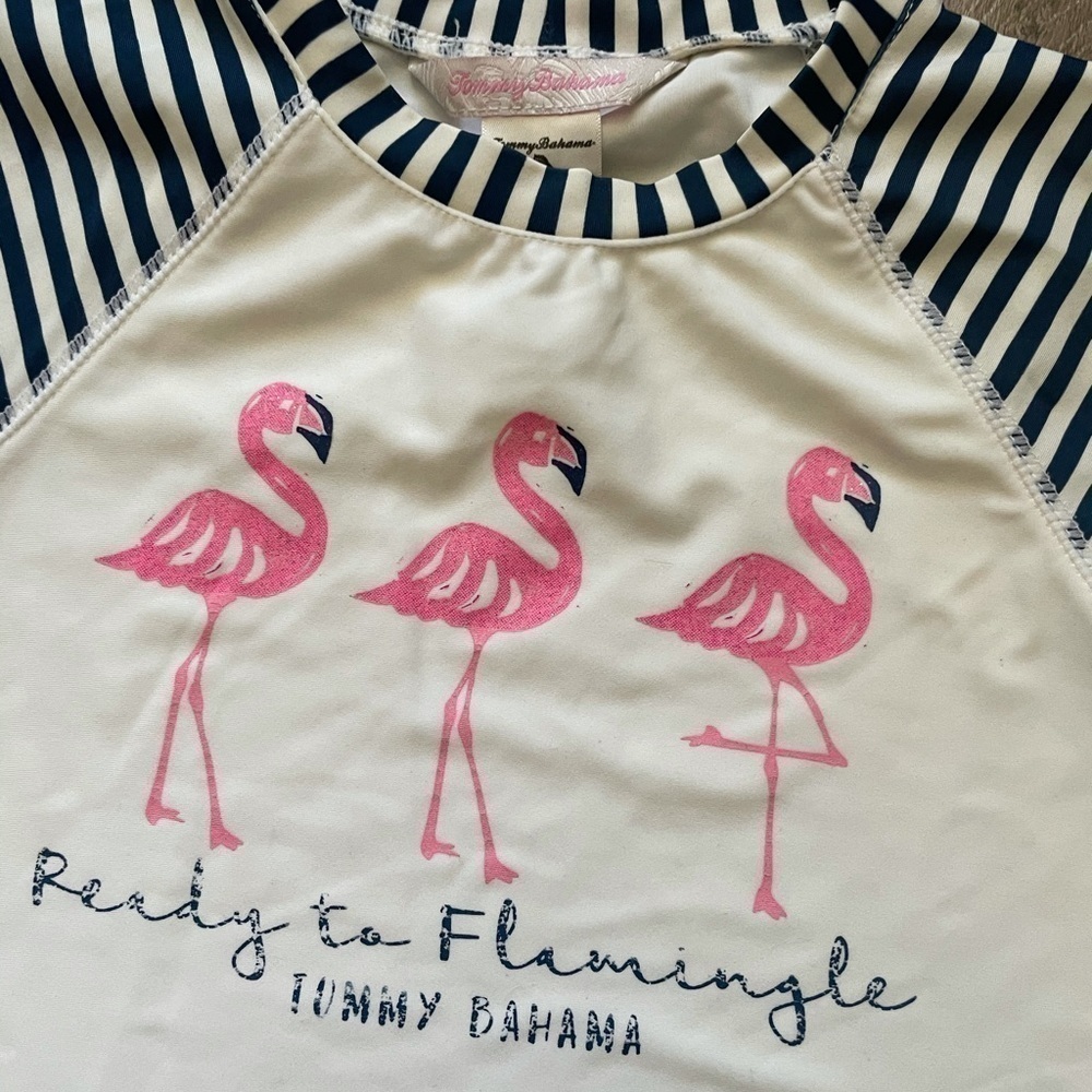 Tommy Bahama Girls Rash Guard Swim Top Flamingo 6X - Picture 2 of 4
